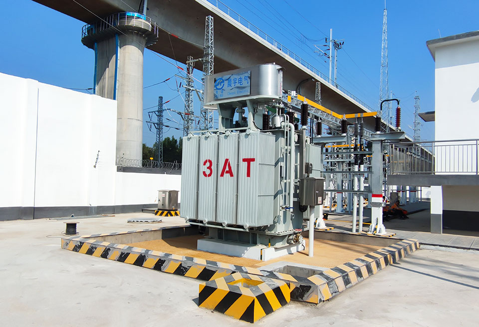 Chenyu Electrical&acute;s auto-transformers connected at the Jilai High-Speed Railway site