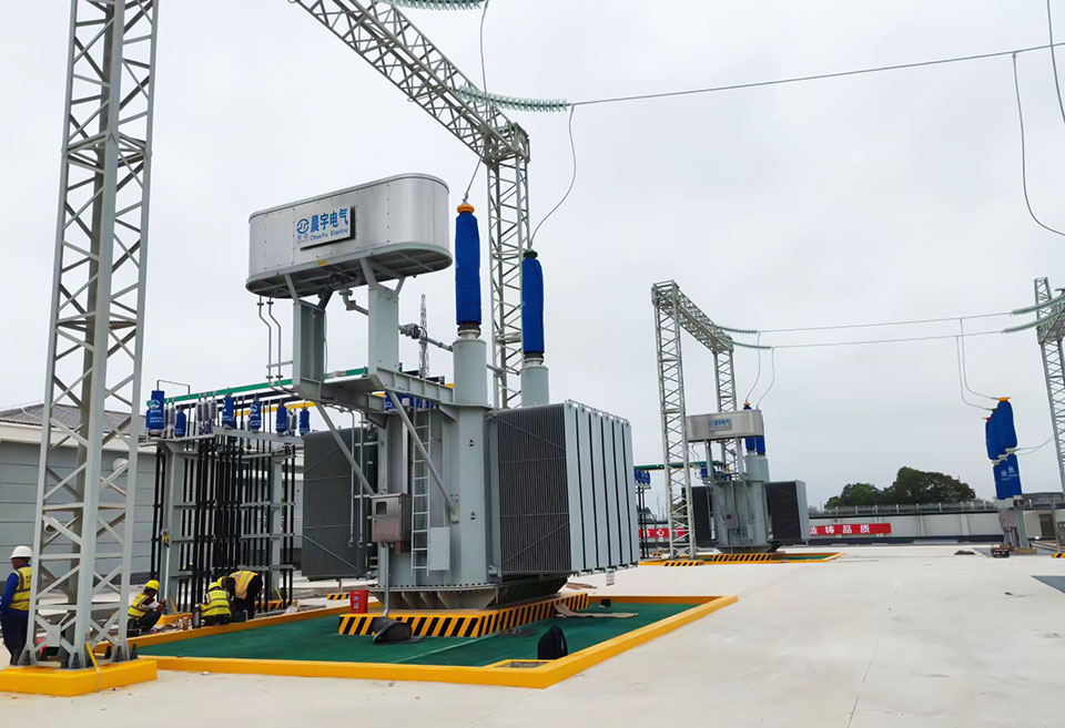 Chenyu Electrical&acute;s traction transformers connected at the Shanshan High-Speed Railway site